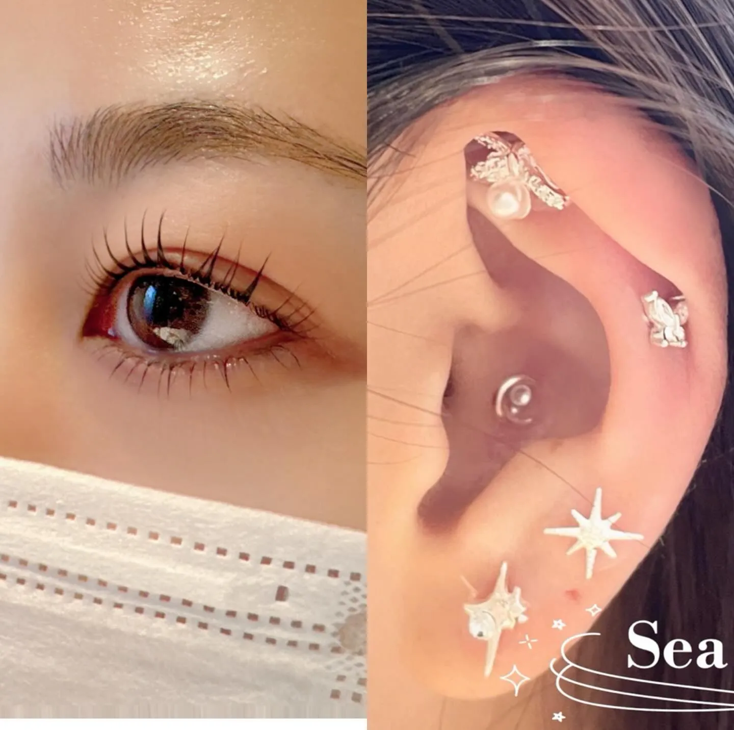Sea pear鳳店 まつげパーマしてる間に耳ツボジュエリー...